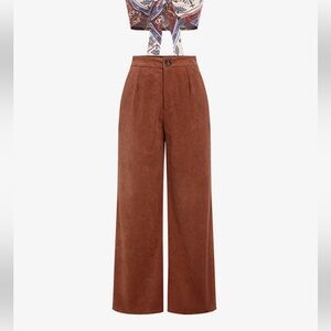 SHEIN Corduroy Pleated Wide Leg Pants